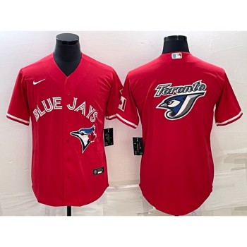 Men's Toronto Blue Jays Red Team Big Logo Cool Base Stitched Baseball Jersey Men's Toronto Blue Jays Red Team Big Logo Cool Base Stitched Baseball Jersey
