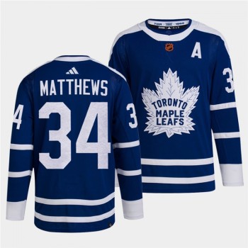 Men's Toronto Maple Leafs #34 Auston Matthews Blue 2022-23 Reverse Retro Stitched Jersey Men's Toronto Maple Leafs #34 Auston Matthews Blue 2022-23 Reverse Retro Stitched Jersey