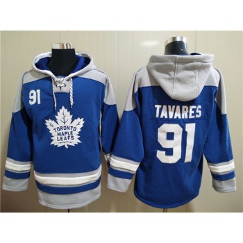 Men's Toronto Maple Leafs #91 John Tavares Blue Ageless Must-Have Lace-Up Pullover Hoodie Men's Toronto Maple Leafs #91 John Tavares Blue Ageless Must-Have Lace-Up Pullover Hoodie