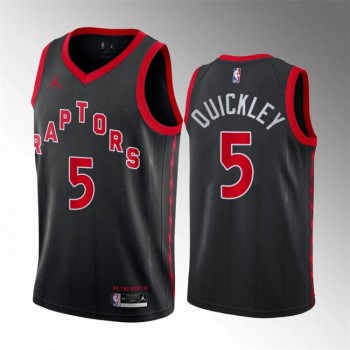 Men's Toronto Raptors #5 Immanuel Quickley Black Statement Edition Stitched Basketball Jersey Men's Toronto Raptors #5 Immanuel Quickley Black Statement Edition Stitched Basketball Jersey