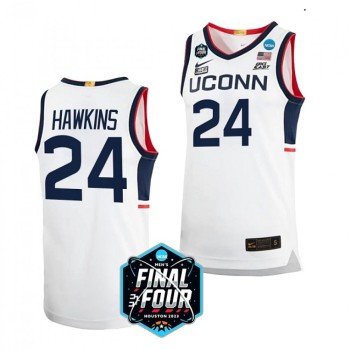 Men's UConn Huskies #24 Jordan Hawkins White Stitched Basketball Jersey Men's UConn Huskies #24 Jordan Hawkins White Stitched Basketball Jersey