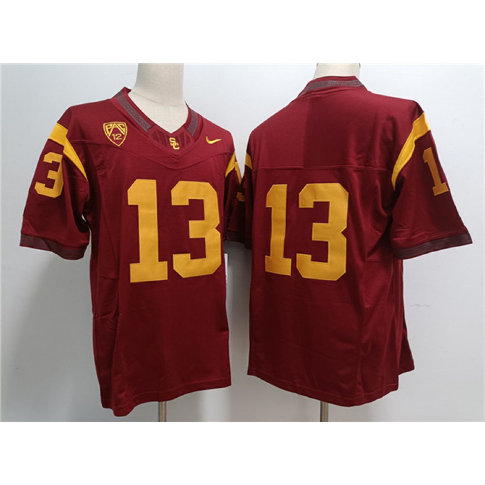 Men's USC Trojans #13 Caleb Williams 2023 F.U.S.E. Red Stitched Jersey
