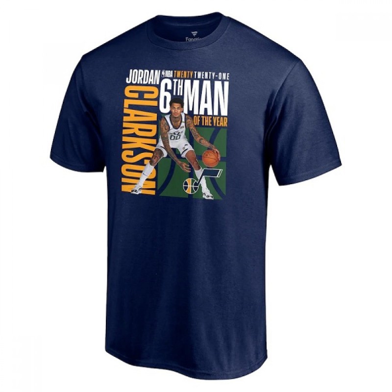 Men's Utah Jazz 2021 Navy Jordan Clarkson NBA 6th Man Of The Year T-Shirt Men's Utah Jazz 2021 Navy Jordan Clarkson NBA 6th Man Of The Year T-Shirt
