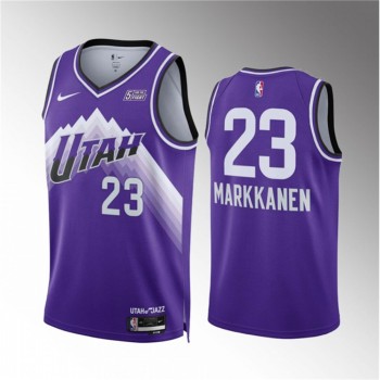 Men's Utah Jazz #23 Lauri Elias Markkanen Purple 2023/24 City Edition Stitched Basketball Jersey Men's Utah Jazz #23 Lauri Elias Markkanen Purple 2023/24 City Edition Stitched Basketball Jersey
