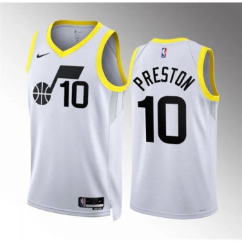 Men's Utah Jazz #10 Jason Preston White Association Edition Stitched Basketball Jersey Men's Utah Jazz #10 Jason Preston White Association Edition Stitched Basketball Jersey