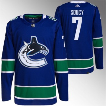 Men's Vancouver Canucks #7 Carson Soucy Blue Stitched Jersey Men's Vancouver Canucks #7 Carson Soucy Blue Stitched Jersey