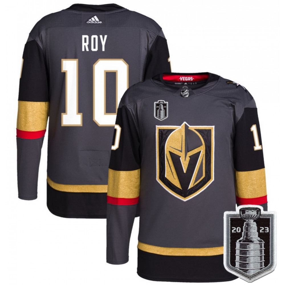 Men's Vegas Golden Knights #10 Nicolas Roy Gray 2023 Stanley Cup Final Stitched Jersey