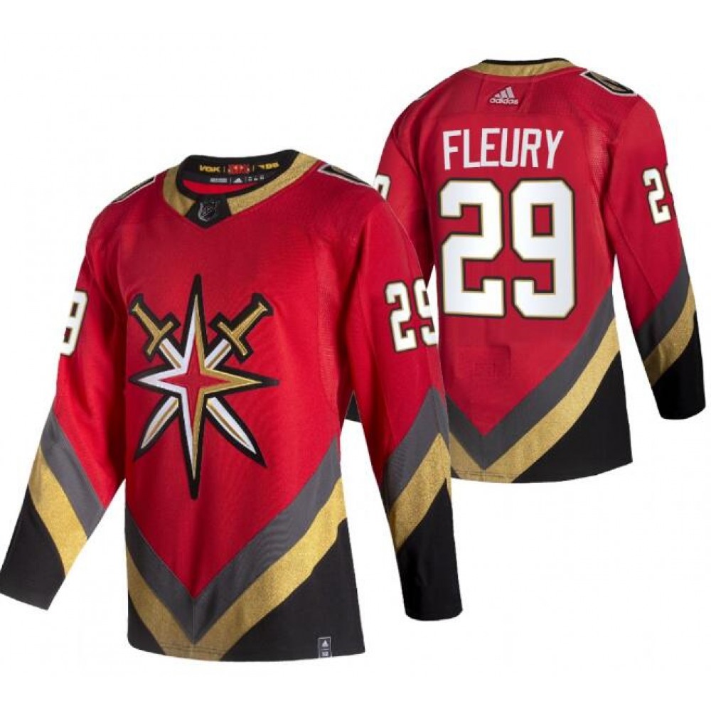 Men's Vegas Golden Knights #29 Marc-Andre Fleury 2021 Reverse Retro Red Stitched NHL Jersey