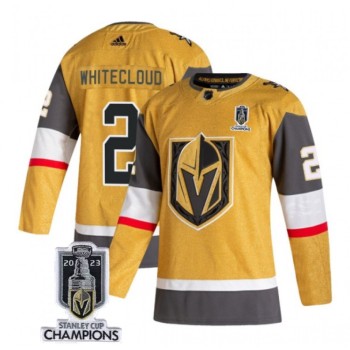 Men's Vegas Golden Knights #2 Zach Whitecloud Gold 2023 Stanley Cup Champions Stitched Jersey Men's Vegas Golden Knights #2 Zach Whitecloud Gold 2023 Stanley Cup Champions Stitched Jersey
