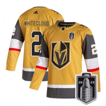 Men's Vegas Golden Knights #2 Zach Whitecloud Gold 2023 Stanley Cup Final Stitched Jersey Men's Vegas Golden Knights #2 Zach Whitecloud Gold 2023 Stanley Cup Final Stitched Jersey