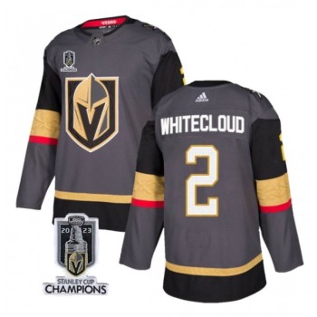 Men's Vegas Golden Knights #2 Zach Whitecloud Grey 2023 Stanley Cup Champions Stitched Jersey Men's Vegas Golden Knights #2 Zach Whitecloud Grey 2023 Stanley Cup Champions Stitched Jersey