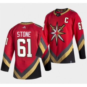 Men's Vegas Golden Knights #61 Mark Stone 2021 Red Reverse Retro Stitched Jersey Men's Vegas Golden Knights #61 Mark Stone 2021 Red Reverse Retro Stitched Jersey