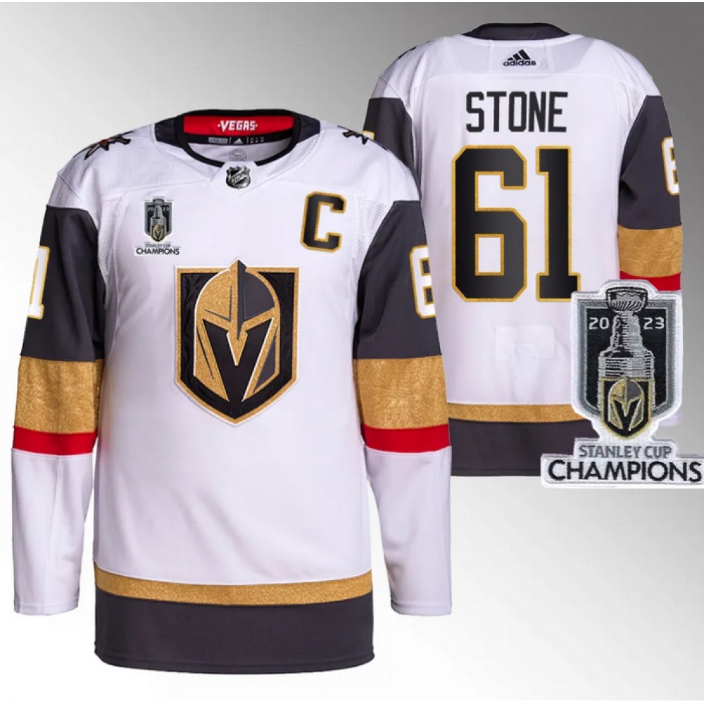 Men's Vegas Golden Knights #61 Mark Stone White 2023 Stanley Cup Champions Stitched Jersey
