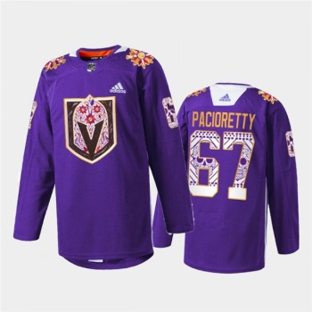Men's Vegas Golden Knights #67 Max Pacioretty Purple Hispanic Heritage Warmup Stitched Jersey Men's Vegas Golden Knights #67 Max Pacioretty Purple Hispanic Heritage Warmup Stitched Jersey