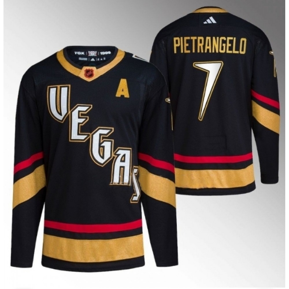 Men's Vegas Golden Knights #7 Alex Pietrangelo Black 2022-23 Reverse Retro Stitched Jersey