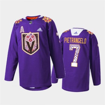 Men's Vegas Golden Knights #7 Alex Pietrangelo Purple Hispanic Heritage Warmup Stitched Jersey Men's Vegas Golden Knights #7 Alex Pietrangelo Purple Hispanic Heritage Warmup Stitched Jersey