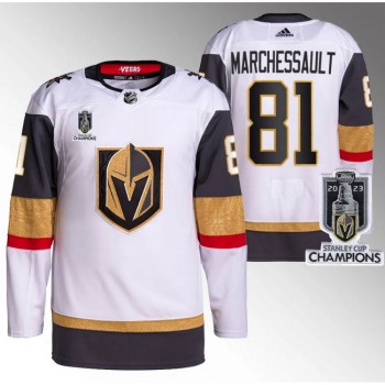 Men's Vegas Golden Knights #81 Jonathan Marchessault White 2023 Stanley Cup Champions Stitched Jersey Men's Vegas Golden Knights #81 Jonathan Marchessault White 2023 Stanley Cup Champions Stitched Jersey