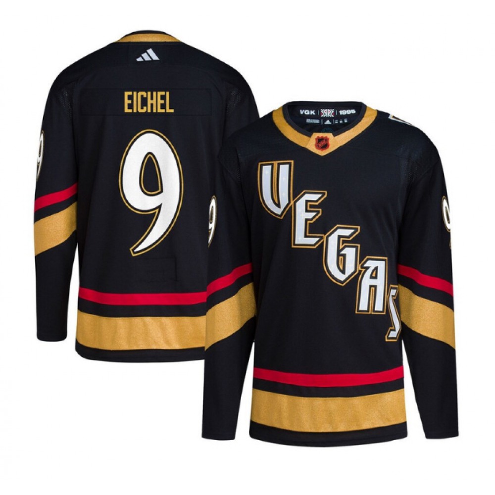 Men's Vegas Golden Knights #9 Jack Eichel Black 2022-23 Reverse Retro Stitched Jersey