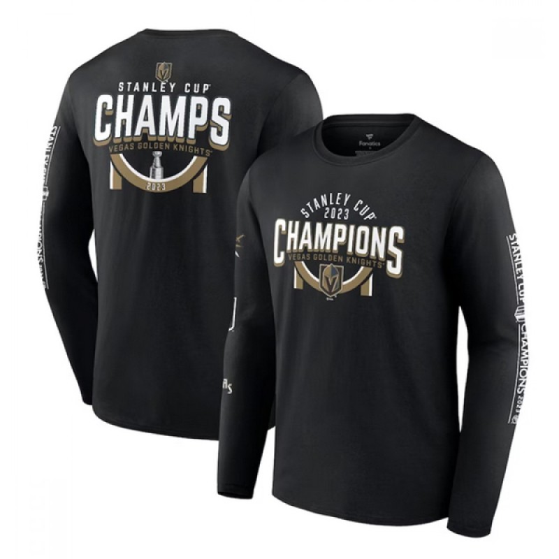 Men's Vegas Golden Knights Black 2023 Stanley Cup Champions Banner Long Sleeve T-Shirt Men's Vegas Golden Knights Black 2023 Stanley Cup Champions Banner Long Sleeve T-Shirt