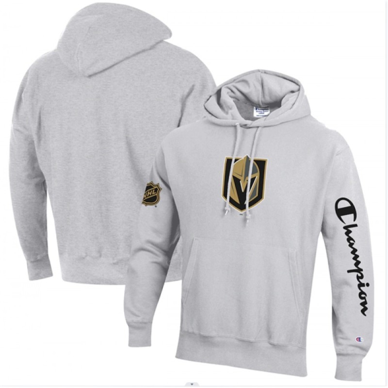 Men's Vegas Golden Knights Champion Heathered Gray Reverse Weave Pullover Hoodie Men's Vegas Golden Knights Champion Heathered Gray Reverse Weave Pullover Hoodie