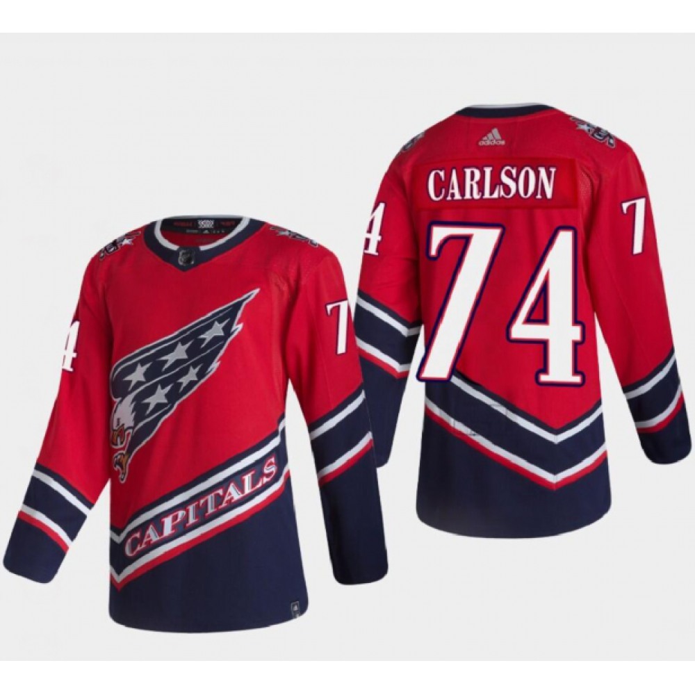 Men's Washington Capitals #74 John Carlson 2021 Red Reverse Retro Stitched Jersey