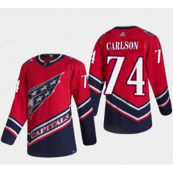 Men's Washington Capitals #74 John Carlson 2021 Red Reverse Retro Stitched Jersey Men's Washington Capitals #74 John Carlson 2021 Red Reverse Retro Stitched Jersey