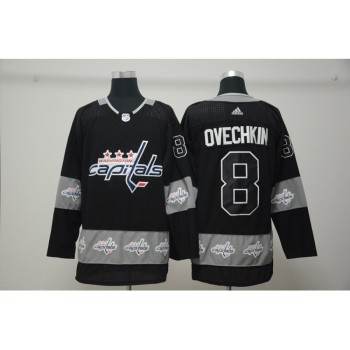 Men's Washington Capitals #8 Alex Ovechkin Black Team Logo Stitched NHL Jersey Men's Washington Capitals #8 Alex Ovechkin Black Team Logo Stitched NHL Jersey