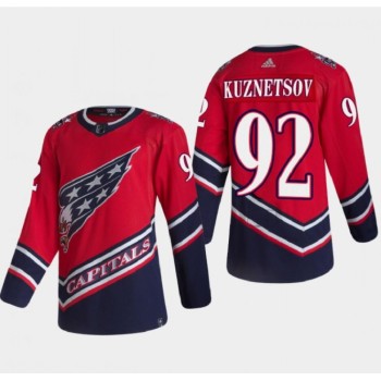 Men's Washington Capitals #92 Evgeny Kuznetsov 2021 Red Reverse Retro Stitched Jersey Men's Washington Capitals #92 Evgeny Kuznetsov 2021 Red Reverse Retro Stitched Jersey