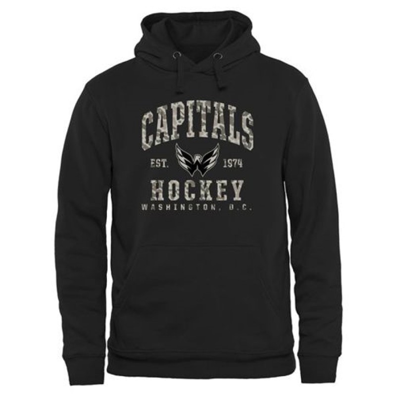 Men's Washington Capitals Black Camo Stack Pullover Hoodie Men's Washington Capitals Black Camo Stack Pullover Hoodie