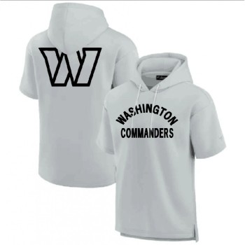 Men's Washington Commanders Gray Super Soft Fleece Short Sleeve Hoodie Men's Washington Commanders Gray Super Soft Fleece Short Sleeve Hoodie