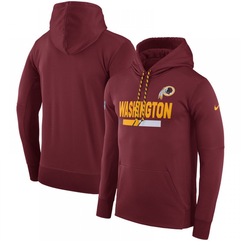 Men's Washington Redskins Burgundy Sideline Team Name Performance Pullover Hoodie