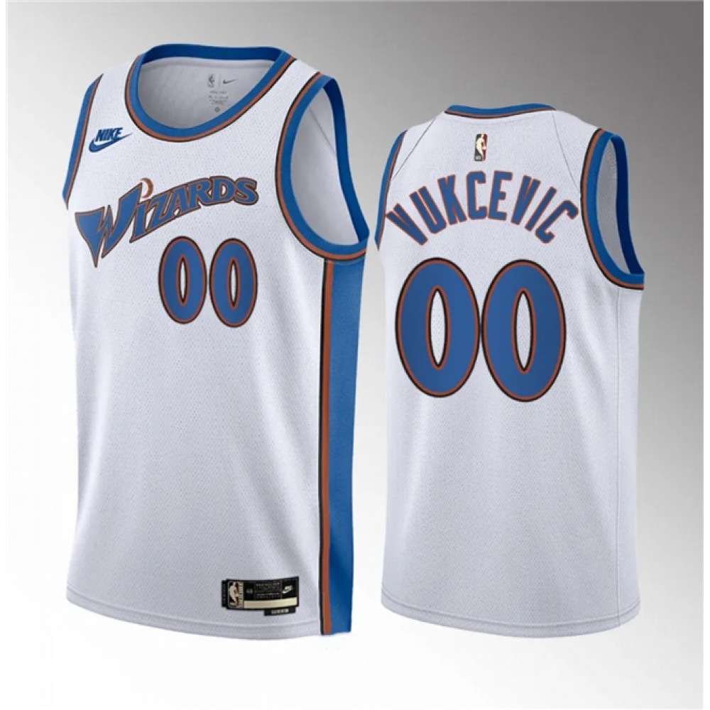 Men's Washington Wizards #00 Tristan Vukcevic White 2023 Draft Classic Edition Stitched Jersey