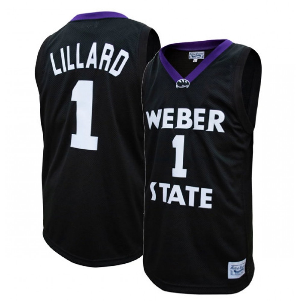 Men's Weber State Wildcats #1 Damien Lillard Black Stitched Basketball Jersey