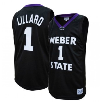 Men's Weber State Wildcats #1 Damien Lillard Black Stitched Basketball Jersey Men's Weber State Wildcats #1 Damien Lillard Black Stitched Basketball Jersey