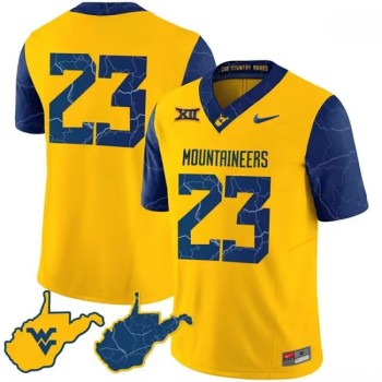 Men's West Virginia Mountaineers #6 Garrett Greene Gold 2023 F.U.S.E. Stitched Jersey Men's West Virginia Mountaineers #6 Garrett Greene Gold 2023 F.U.S.E. Stitched Jersey