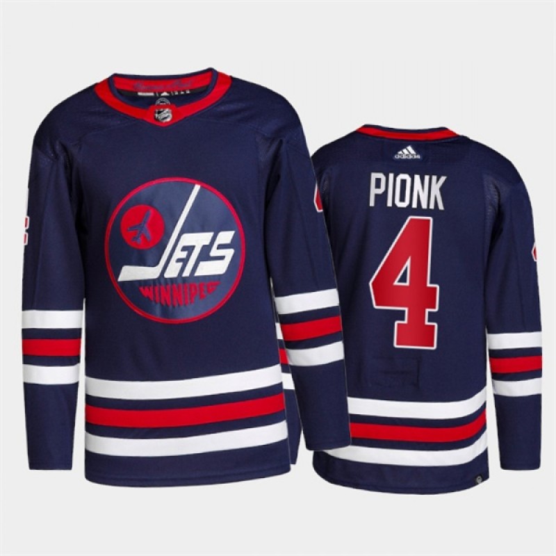 Men's Winnipeg Jets #4 Neal Pionk 2021/22 Navy Stitched Jersey Men's Winnipeg Jets #4 Neal Pionk 2021/22 Navy Stitched Jersey