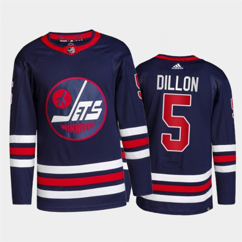 Men's Winnipeg Jets #5 Brenden Dillon 2021/22 Navy Stitched Jersey Men's Winnipeg Jets #5 Brenden Dillon 2021/22 Navy Stitched Jersey