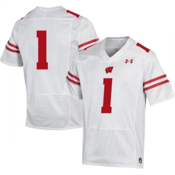 Men's Wisconsin Badgers #1 White Stitched Football Jersey Men's Wisconsin Badgers #1 White Stitched Football Jersey