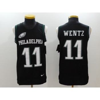 Men's Philadelphia Eagles #11 Carson Wentz Black Limited Tank Top Jersey Men's Philadelphia Eagles #11 Carson Wentz Black Limited Tank Top Jersey