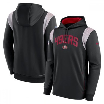 Men's San Francisco 49ers Black Sideline Stack Performance Pullover Hoodie 001 Men's San Francisco 49ers Black Sideline Stack Performance Pullover Hoodie 001