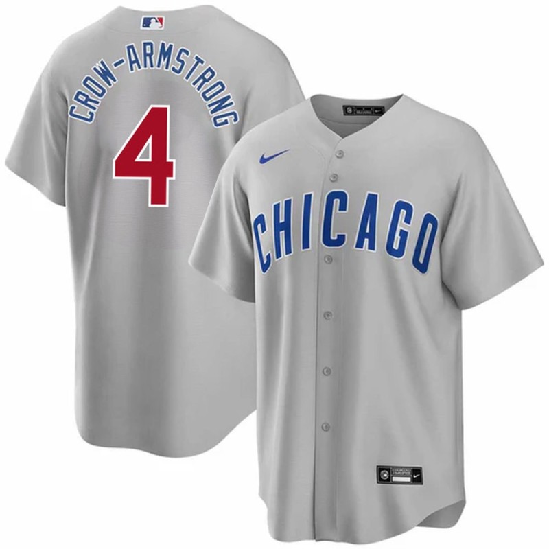 Youth Chicago Cubs #4 Pete Crow-Armstrong Grey Cool Base Stitched Baseball Jersey