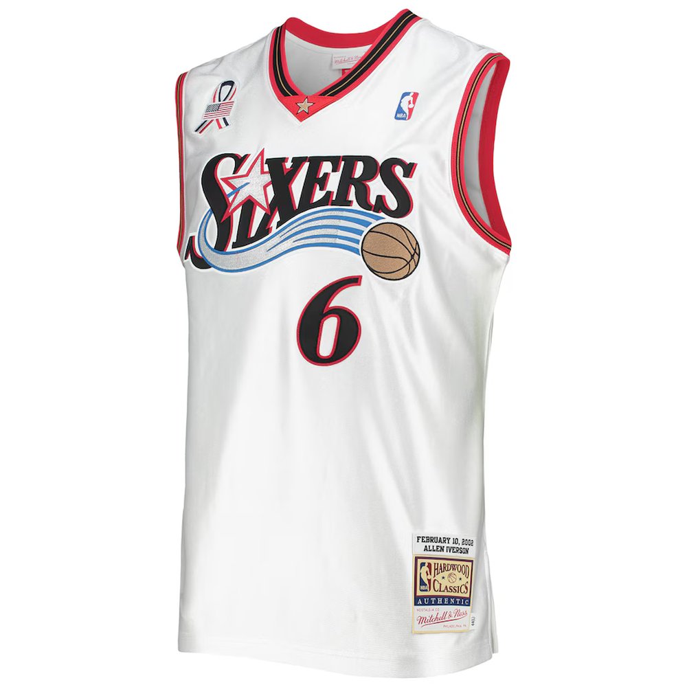 Men's Eastern Conference #6 Allen Iverson White Hardwood Classics 2002 NBA All-Star Game Authentic Jersey Men's Eastern Conference #6 Allen Iverson White Hardwood Classics 2002 NBA All-Star Game Authentic Jersey