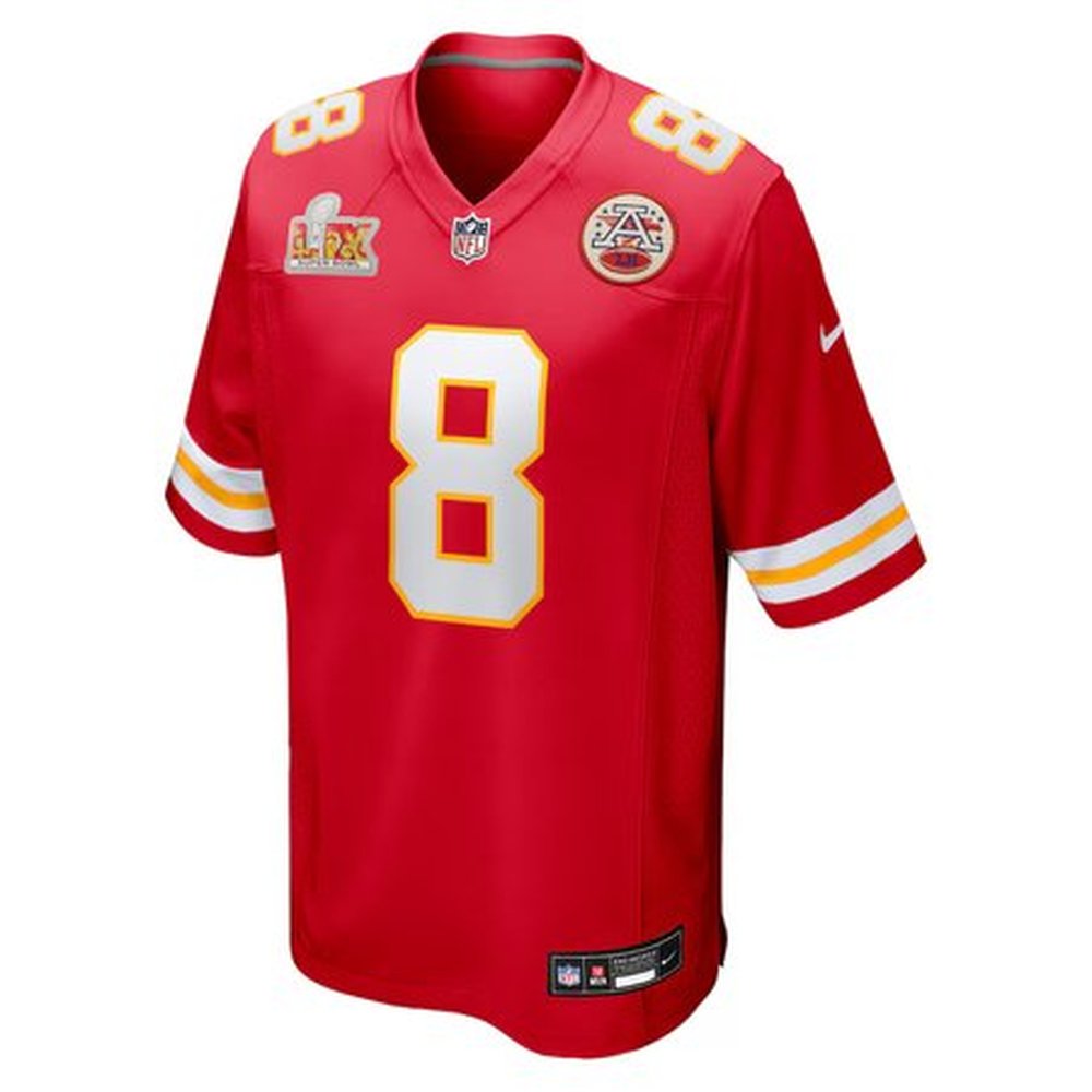 Men's Kansas City Chiefs #8 DeAndre Hopkins Red Super Bowl LIX Game Player Jersey