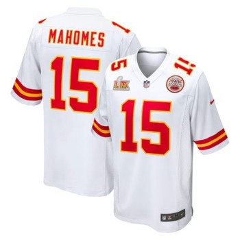 Men's Kansas City Chiefs #15 Patrick Mahomes White Super Bowl LIX Game Jersey Men's Kansas City Chiefs #15 Patrick Mahomes White Super Bowl LIX Game Jersey