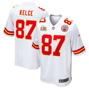 Men's Kansas City Chiefs #87 Travis Kelce White Super Bowl LIX Game Jersey Men's Kansas City Chiefs #87 Travis Kelce White Super Bowl LIX Game Jersey