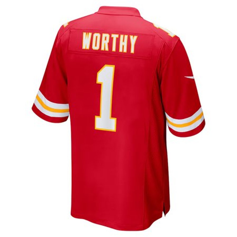 Men's Kansas City Chiefs #1 Xavier Worthy Red Super Bowl LIX Game Jersey
