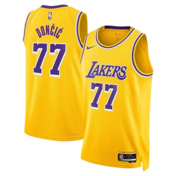 Unisex Los Angeles Lakers #77 Luka Doncic Gold Fast Break Replica Player Icon Edition Jersey Unisex Los Angeles Lakers #77 Luka Doncic Gold Fast Break Replica Player Icon Edition Jersey