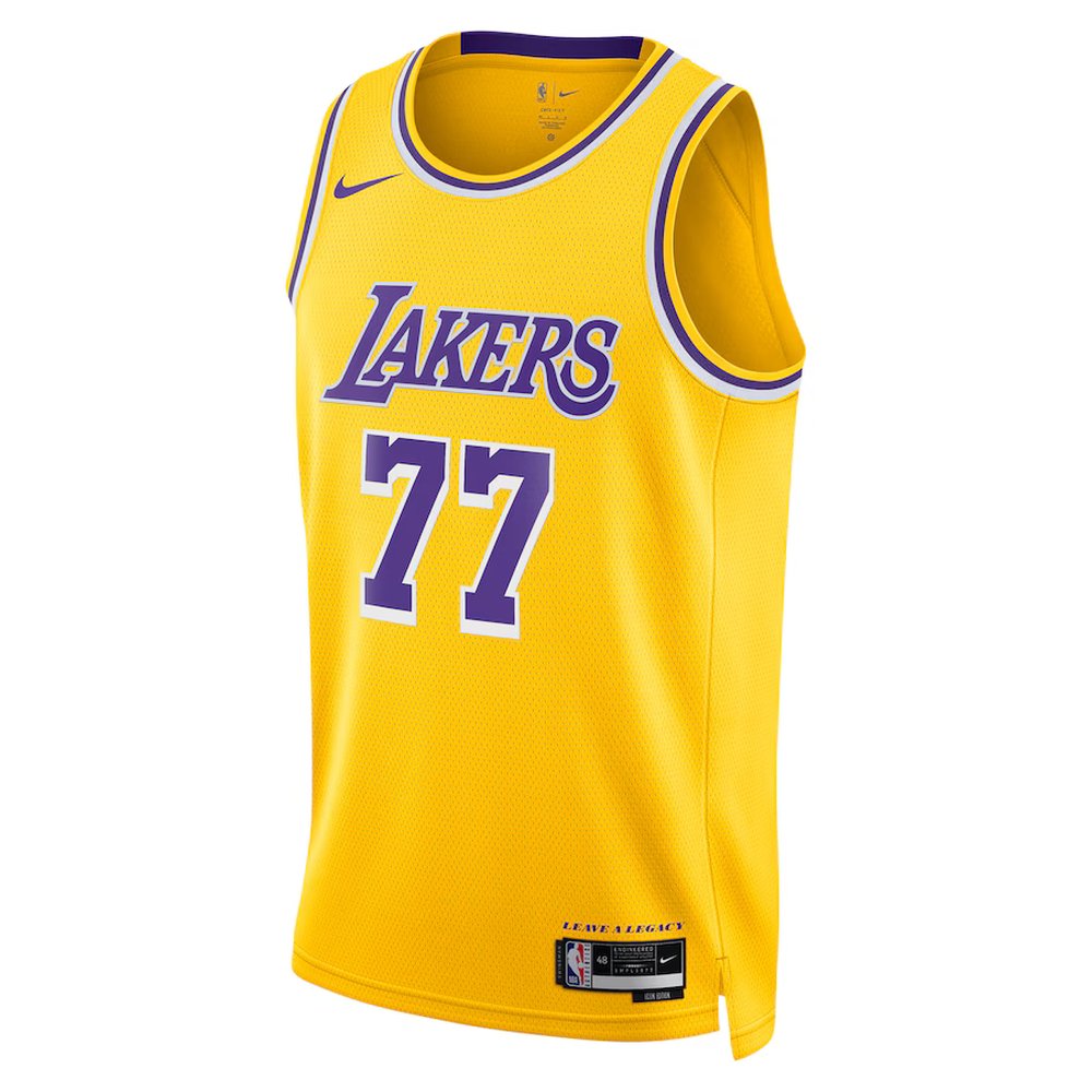 Unisex Los Angeles Lakers #77 Luka Doncic Gold Fast Break Replica Player Icon Edition Jersey Unisex Los Angeles Lakers #77 Luka Doncic Gold Fast Break Replica Player Icon Edition Jersey