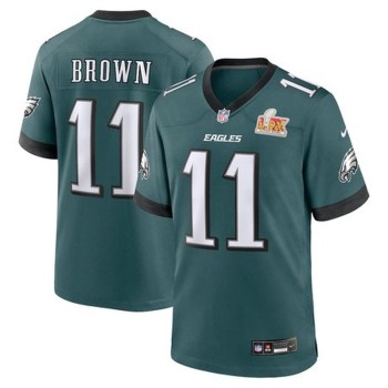 Men's Philadelphia Eagles #11 A.J. Brown Midnight Green Super Bowl LIX Game Player Jersey Men's Philadelphia Eagles #11 A.J. Brown Midnight Green Super Bowl LIX Game Player Jersey