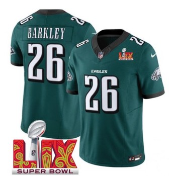 Men's Philadelphia Eagles #26 Saquon Barkley Green 2025 Super Bowl LIX Patch New F.U.S.E. Vapor Untouchable Limited Stitched Football Jersey Men's Philadelphia Eagles #26 Saquon Barkley Green 2025 Super Bowl LIX Patch New F.U.S.E. Vapor Untouchable Limited Stitched Football Jersey